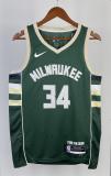 NBA Men 2023 Milwaukee Bucks Green #34 ANTETOKOUNMPO Jersey High Quality Name and Number Print