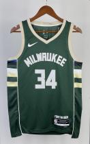 NBA Men 2023 Milwaukee Bucks Green #34 ANTETOKOUNMPO Jersey High Quality Name and Number Print