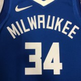 NBA Men 2023 Milwaukee Bucks Blue #34 ANTETOKOUNMPO Jersey High Quality Name and Number Print