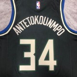 NBA Men 2023 Milwaukee Bucks Black with Jordan Logo #34 ANTETOKOUNMPO Jersey High Quality Name and Number Print