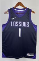 NBA Men 2018 Phoenix Suns Purple #1 BOOKER Jersey High Quality Name and Number Print