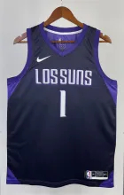 NBA Men 2018 Phoenix Suns Purple #1 BOOKER Jersey High Quality Name and Number Print