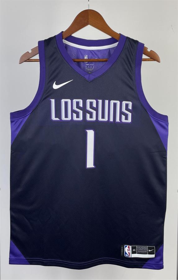 NBA Men 2018 Phoenix Suns Purple #1 BOOKER Jersey High Quality Name and Number Print