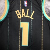 NBA Men 2023 Charlotte Hornets Black #1 BALL Jersey High Quality Name and Number Print