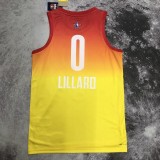 NBA Season 2023 All Stars Portland Trail Blazers Yellow #0 LILLARD Jersey High Quality Name and Number Print