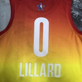 NBA Season 2023 All Stars Portland Trail Blazers Yellow #0 LILLARD Jersey High Quality Name and Number Print