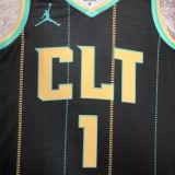 NBA Men 2023 Charlotte Hornets Black #1 BALL Jersey High Quality Name and Number Print