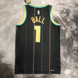 NBA Men 2023 Charlotte Hornets Black #1 BALL Jersey High Quality Name and Number Print