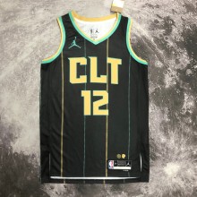 NBA Men 2023 Charlotte Hornets Black #12 OUBRE JR. Jersey High Quality Name and Number Print