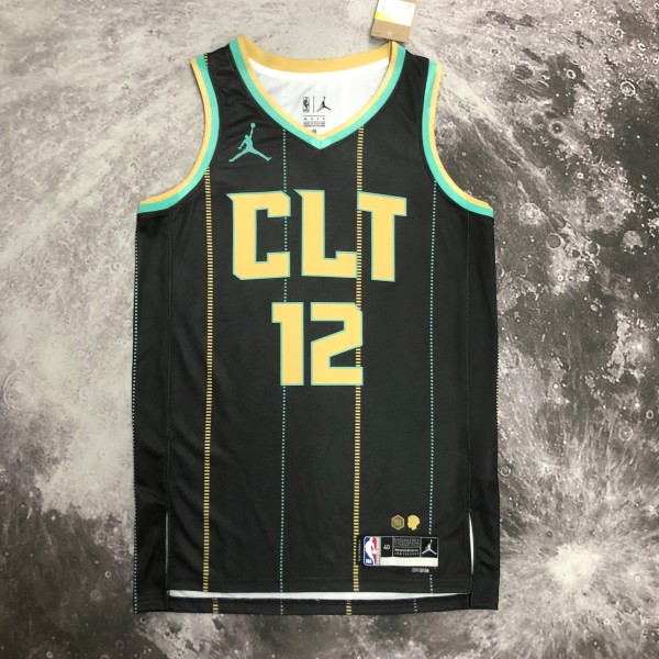 NBA Men 2023 Charlotte Hornets Black #12 OUBRE JR. Jersey High Quality Name and Number Print