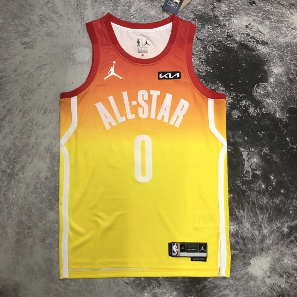 NBA Season 2023 All Stars Portland Trail Blazers Yellow #0 LILLARD Jersey High Quality Name and Number Print