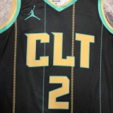 NBA Men 2023 Charlotte Hornets Black #2 BALL Jersey High Quality Name and Number Print