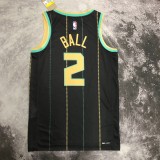 NBA Men 2023 Charlotte Hornets Black #2 BALL Jersey High Quality Name and Number Print