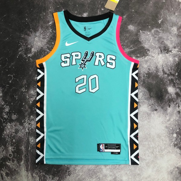 NBA Men 2023 San Antonio Spurs Blue #20 GINOBILI Jersey High Quality Name and Number Print