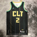 NBA Men 2023 Charlotte Hornets Black #2 BALL Jersey High Quality Name and Number Print