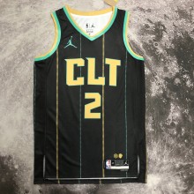 NBA Men 2023 Charlotte Hornets Black #2 BALL Jersey High Quality Name and Number Print