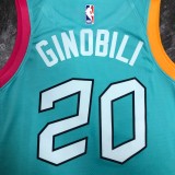 NBA Men 2023 San Antonio Spurs Blue #20 GINOBILI Jersey High Quality Name and Number Print