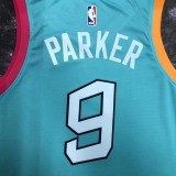 NBA Men 2023 San Antonio Spurs Blue #9 PARKER Jersey High Quality Name and Number Print