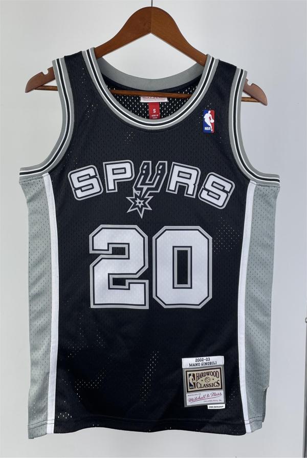 NBA Men 02-03 San Antonio Spurs Black #20 GINOBILI Classics Swingman Jersey