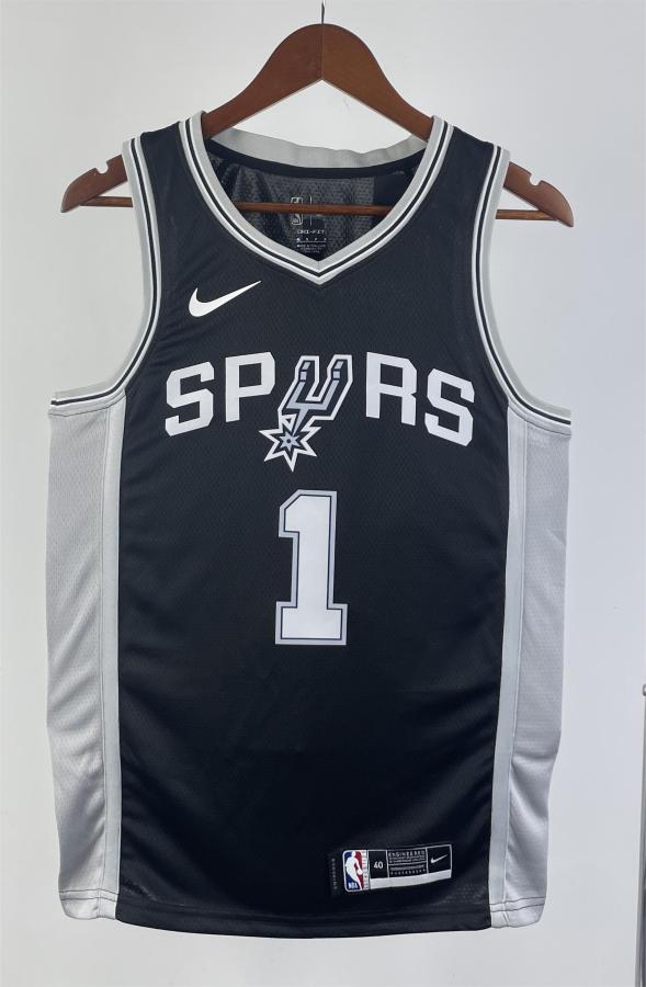 NBA Men San Antonio Spurs Black #1 WEMBANYAMA Jersey High Quality Name and Number Print