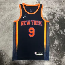 NBA Men 2023 New York Knicks Dark Blue with Jordan Logo #9 BARRETT Jersey High Quality Name and Number Print