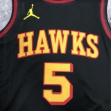 NBA Men Atlanta Hawks Black with Jordan Logo #5 MURRAY Jersey High Quality Name and Number Print