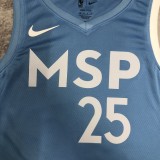 NBA Men Minnesota Timberwolves Sky Blue #25 ROSE Jersey High Quality Name and Number Print