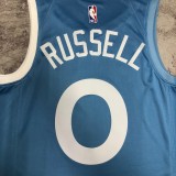 NBA Men Minnesota Timberwolves Sky Blue #0 RUSSELL Jersey High Quality Name and Number Print