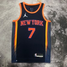 NBA Men 2023 New York Knicks Dark Blue with Jordan Logo #7 ANTHONY Jersey High Quality Name and Number Print