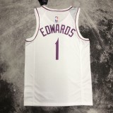 NBA Men Minnesota Timberwolves White #1 EDWARDS Jersey High Quality Name and Number Print