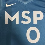 NBA Men Minnesota Timberwolves Sky Blue #0 RUSSELL Jersey High Quality Name and Number Print