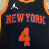 NBA Men 2023 New York Knicks Dark Blue with Jordan Logo #4 ROSE Jersey High Quality Name and Number Print