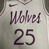 NBA Men Minnesota Timberwolves White #25 ROSE Jersey High Quality Name and Number Print
