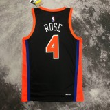 NBA Men 2023 New York Knicks Black #4 ROSE Jersey High Quality Name and Number Print
