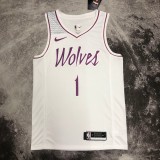 NBA Men Minnesota Timberwolves White #1 EDWARDS Jersey High Quality Name and Number Print