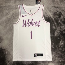 NBA Men Minnesota Timberwolves White #1 EDWARDS Jersey High Quality Name and Number Print