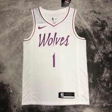 NBA Men Minnesota Timberwolves White #1 EDWARDS Jersey High Quality Name and Number Print