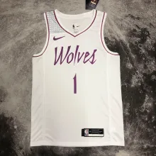 NBA Men Minnesota Timberwolves White #1 EDWARDS Jersey High Quality Name and Number Print