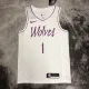 NBA Men Minnesota Timberwolves White #1 EDWARDS Jersey High Quality Name and Number Print