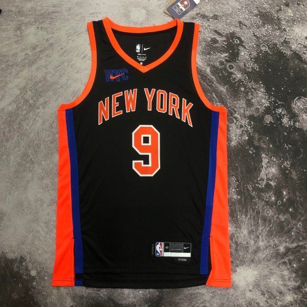 NBA Men 2023 New York Knicks Black #9 BARRETT Jersey High Quality Name and Number Print