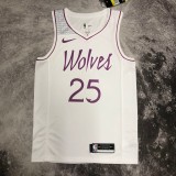 NBA Men Minnesota Timberwolves White #25 ROSE Jersey High Quality Name and Number Print