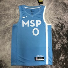 NBA Men Minnesota Timberwolves Sky Blue #0 RUSSELL Jersey High Quality Name and Number Print