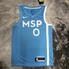 NBA Men Minnesota Timberwolves Sky Blue #0 RUSSELL Jersey High Quality Name and Number Print