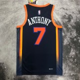 NBA Men 2023 New York Knicks Dark Blue with Jordan Logo #7 ANTHONY Jersey High Quality Name and Number Print