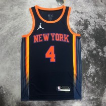 NBA Men 2023 New York Knicks Dark Blue with Jordan Logo #4 ROSE Jersey High Quality Name and Number Print