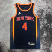 NBA Men 2023 New York Knicks Dark Blue with Jordan Logo #4 ROSE Jersey High Quality Name and Number Print