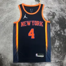 NBA Men 2023 New York Knicks Dark Blue with Jordan Logo #4 ROSE Jersey High Quality Name and Number Print
