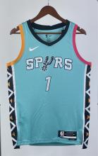 NBA Men 2023 San Antonio Spurs Blue #1 WEMBANYAMA Jersey High Quality Name and Number Print