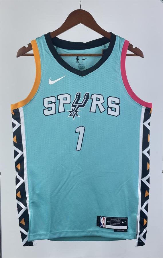NBA Men 2023 San Antonio Spurs Blue #1 WEMBANYAMA Jersey High Quality Name and Number Print