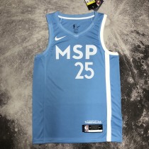 NBA Men Minnesota Timberwolves Sky Blue #25 ROSE Jersey High Quality Name and Number Print